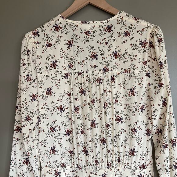Veronica Beard Riggins Dress Whitestone Size 8 Silk Ivory Cream Floral‎ Blouson - Picture 14 of 16
